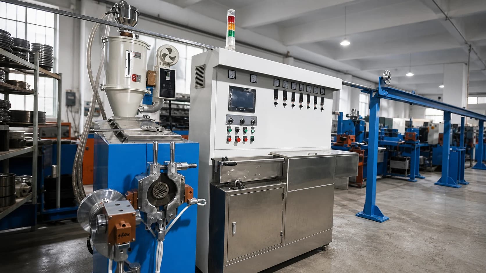 Complete wire and cable extrusion line