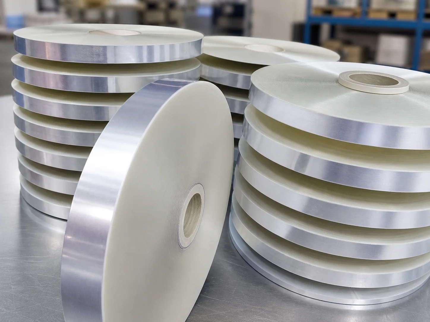 Aluminum-plastic composite tape rolls prepared for cable production